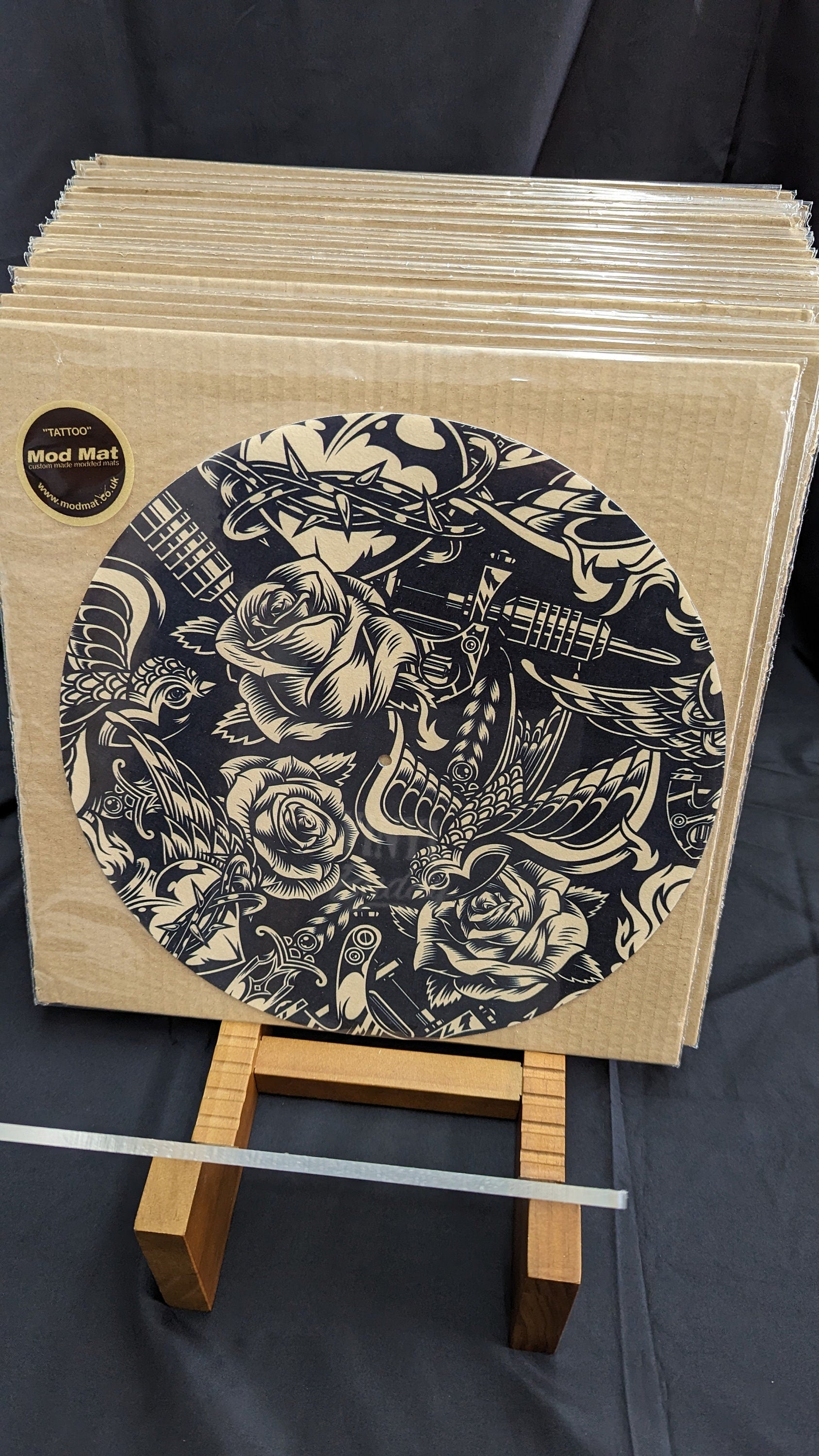 Rose Tattoo Slipmat- 7 & 12 inch LP Vinyl DJ Pro Turntable Slip Mat Record Player Technics 1210 DJ Turntablist