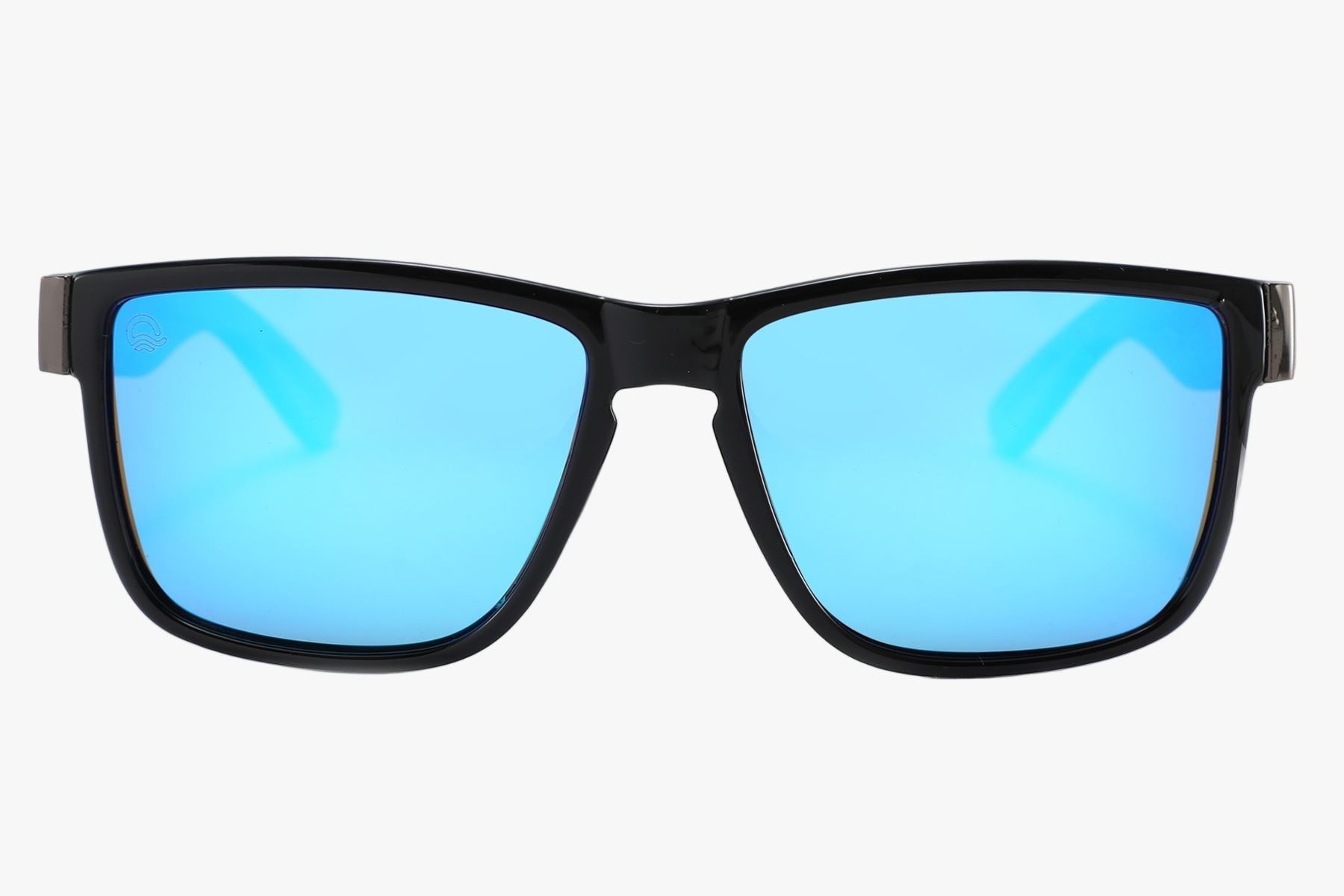 mens sunglasses with black rims and blue lens