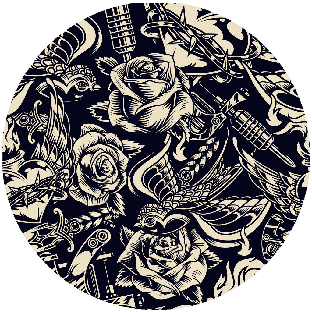 Rose Tattoo Slipmat- 7 & 12 inch LP Vinyl DJ Pro Turntable Slip Mat Record Player Technics 1210 DJ Turntablist