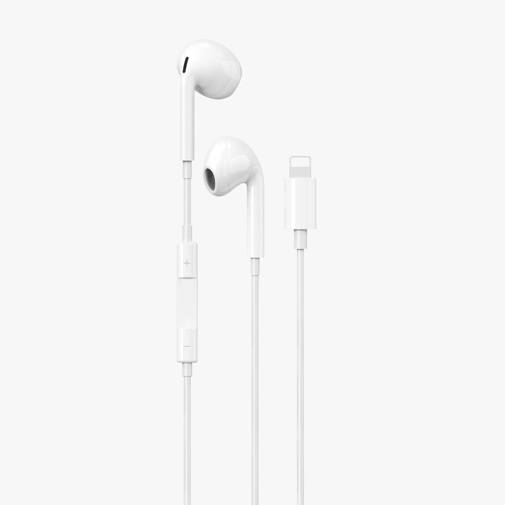 White earphones with a white background
