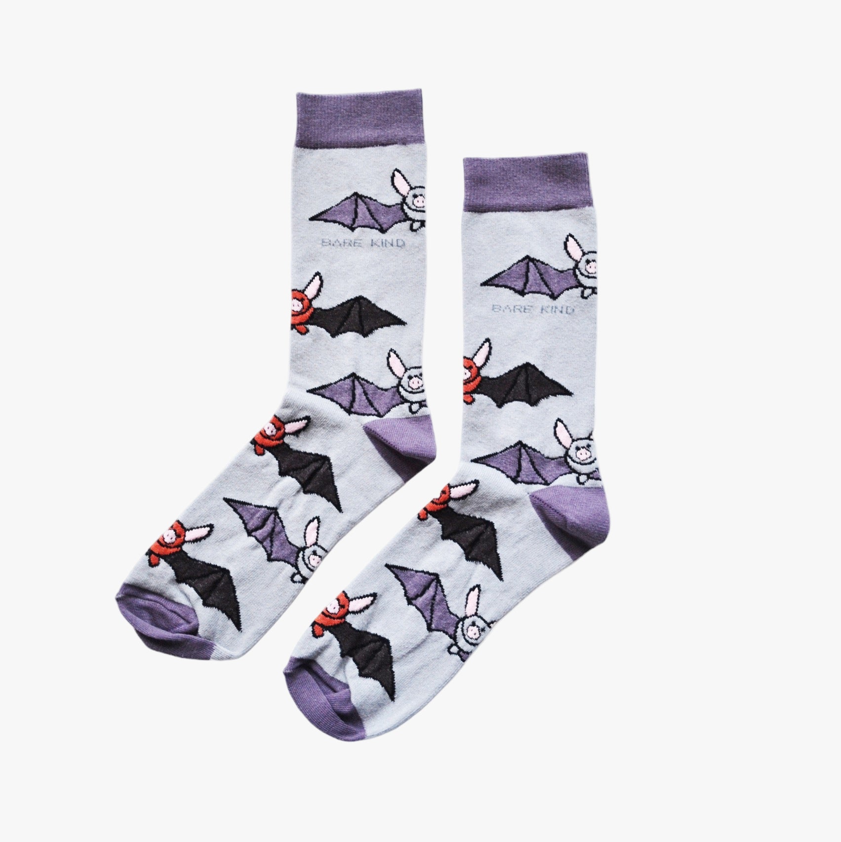 Bare kind socks with bat pattern .