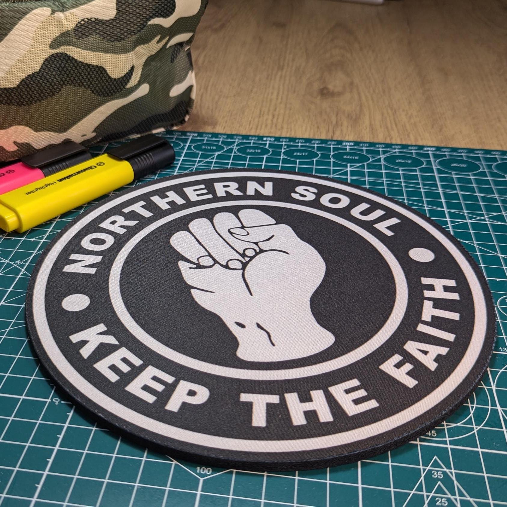 Northern Soul Inverted - Keep the Faith Circular Mouse Pad - Round Computer Mat - Desktop mousepad -  Computer Gift - Northern Soul Gift